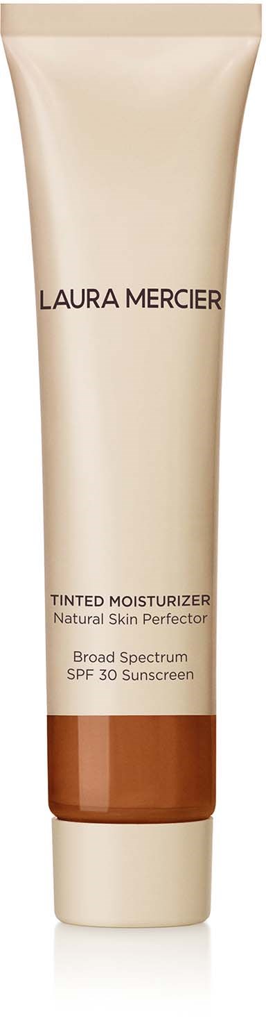 A beige tube with the brand name Laura Mercier, labeled as tinted moisturizer with SPF 30.