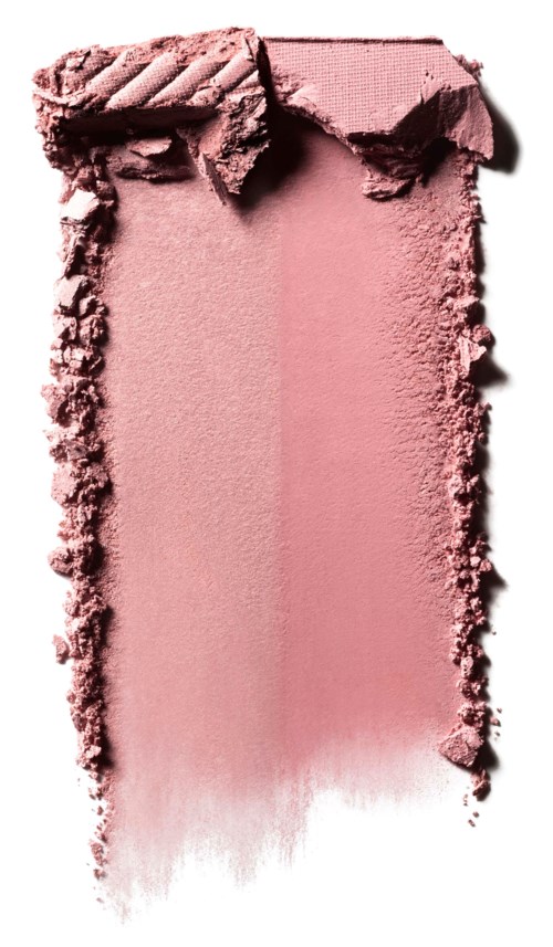 Rosa makeuprouge med en texturerad topp och grova kanter.