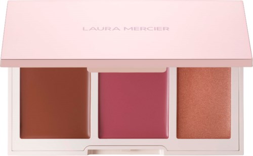Make-up-Palette mit drei Rouge-Tönen in einer rosa Verpackung, Laura Mercier.