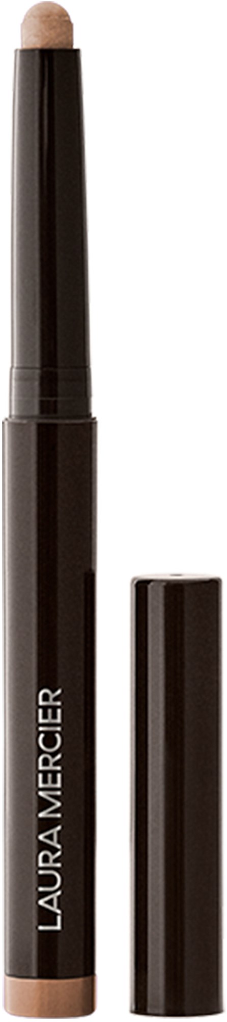 A black Laura Mercier makeup stick with a cap, showing part of the beige tip.