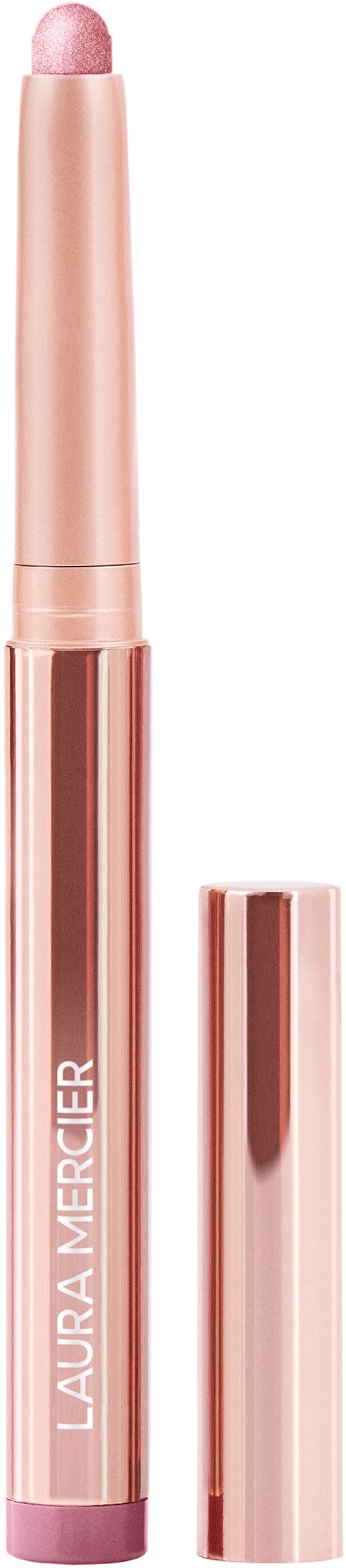 A rose-colored pen with a rounded tip labeled "LAURA MERCIER."
