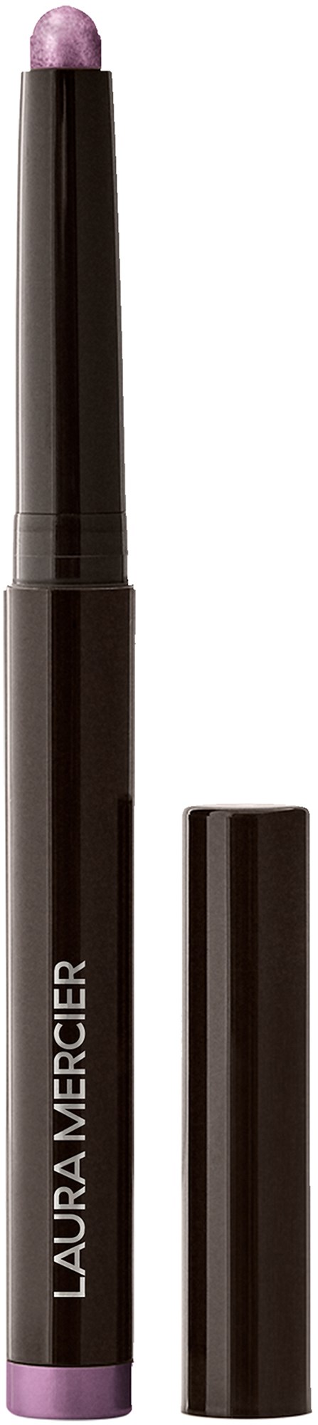 A black lipstick crayon with a purple tip and the brand name Laura Mercier on it.