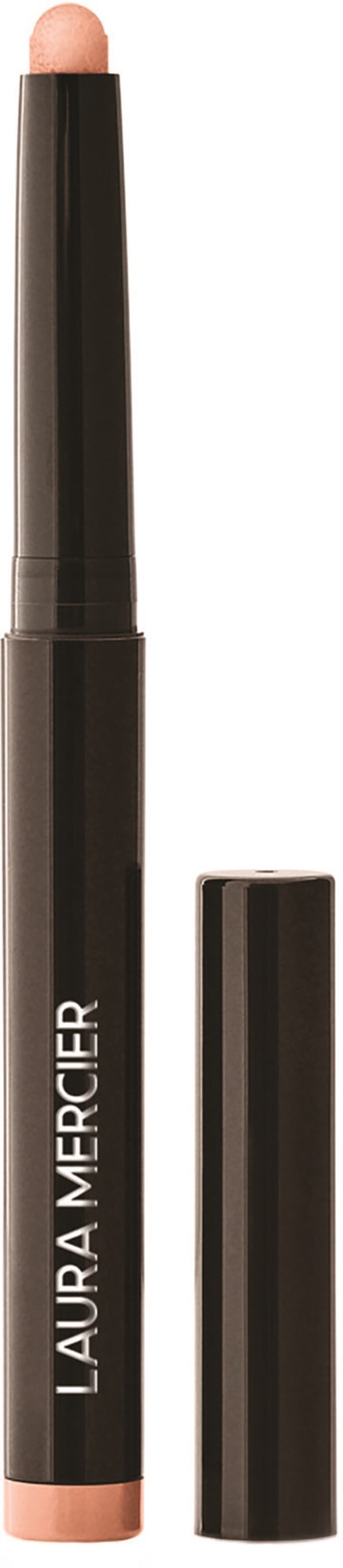 A black Laura Mercier makeup pencil with a beige tip and separate cap.