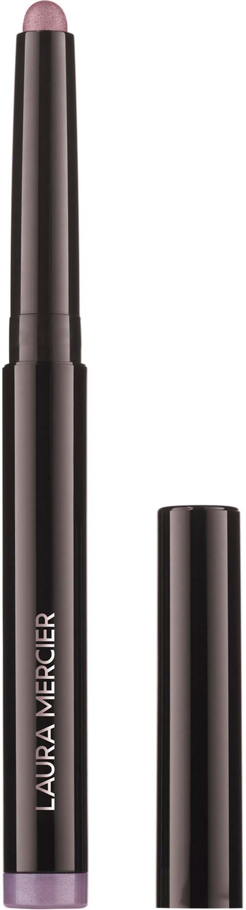 Laura Mercier øjenblyant med pink spids og sort krop, uden låg, på hvid baggrund.