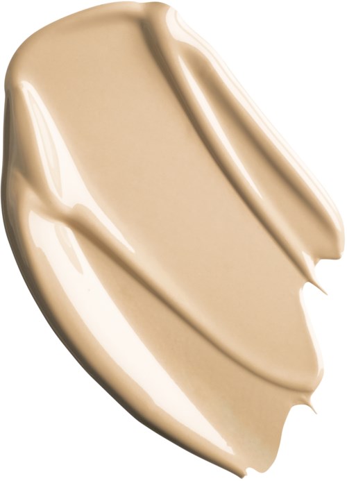 Swatch of beige cream with smooth texture and curved edges.