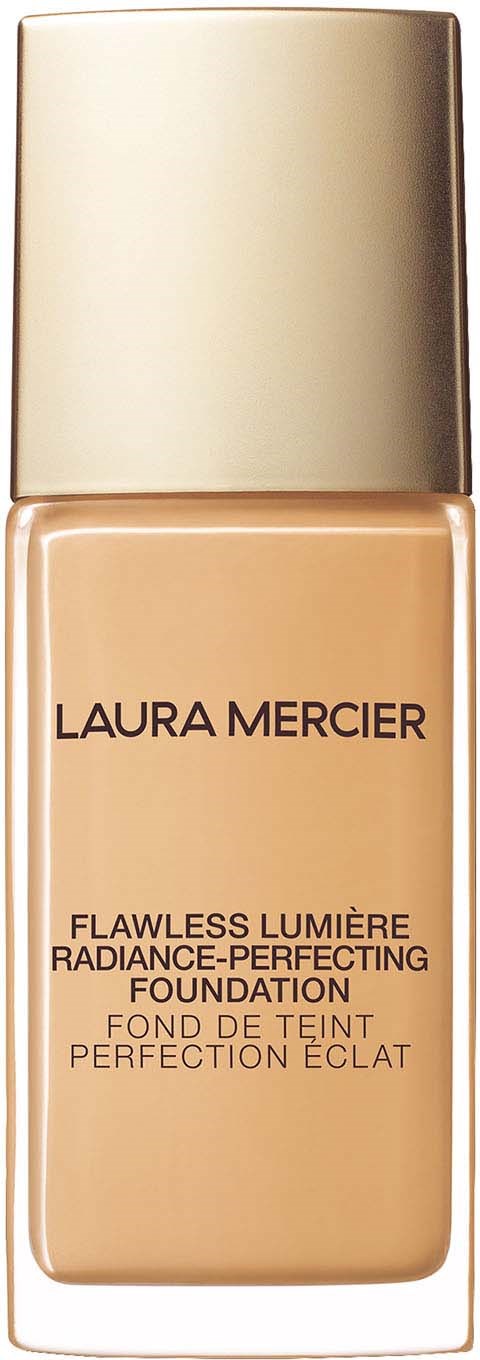 Laura Mercier -nesteturvallisuus, jossa on kultainen kansi ja beige neste.