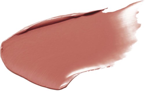 A smooth, pinkish-beige makeup swatch with a shiny finish on a white background.