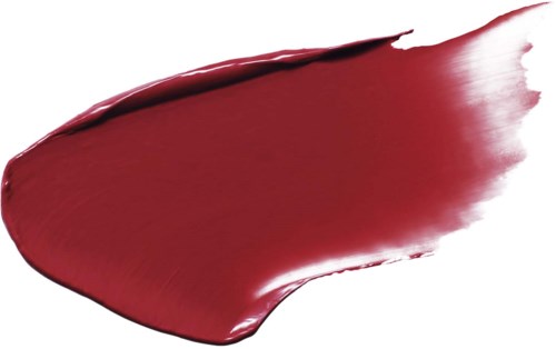 A streak of deep red lipstick smudge on a white surface.