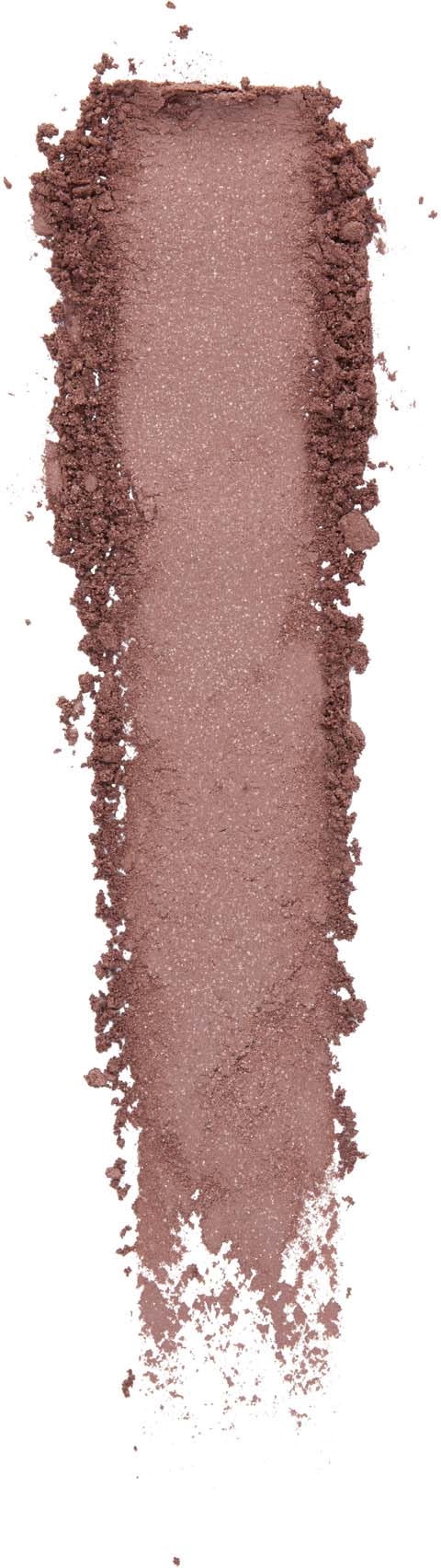 Eine vertikale Spur aus rosa-braunem Make-up oder Lidschatten, die nach unten fließt.