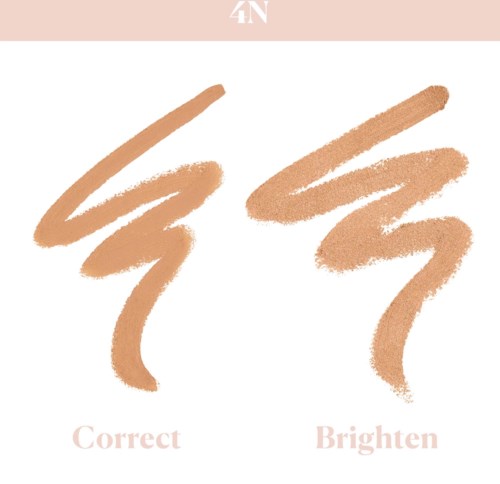 To penselstrøg viser forskellen mellem korrekt og oplysende makeupteknik.