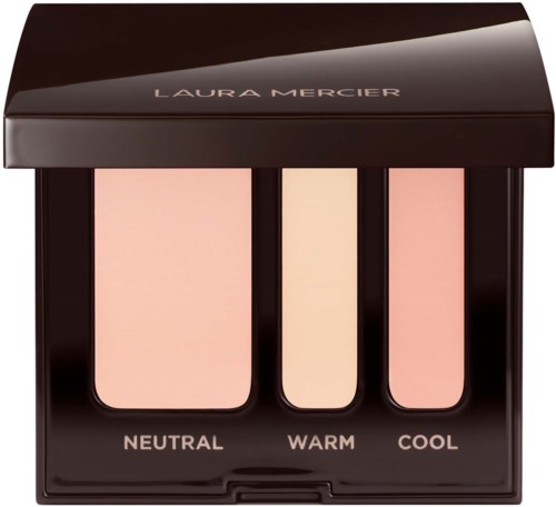 Makeuppalette med tre nuancer mærket neutral, warm og cool i en sort case fra Laura Mercier.