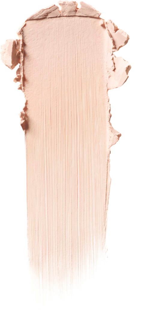 Ein Streifen Beigefarbenes Make-ups oder Foundations mit rauen Kanten und sichtbaren Strichen.