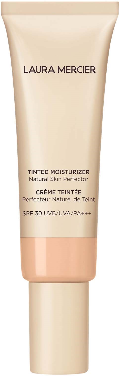 En tube af Laura Mercier tinted moisturizer med SPF 30, til naturlig hud, i beige farve.