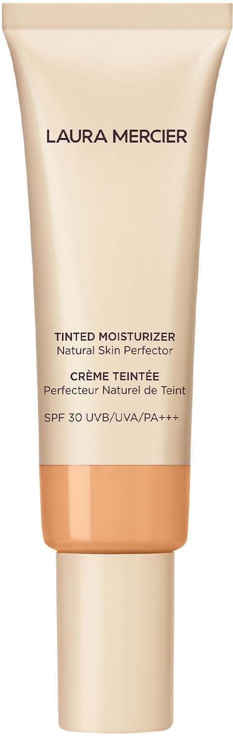 Laura Mercier tinted moisturizer with SPF 30 in a beige tube.
