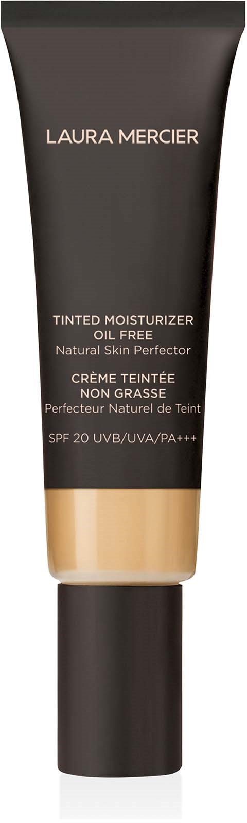 En tub med Laura Mercier färgad fuktighetskräm, oljefri, med SPF 20, i svart och beige färger.