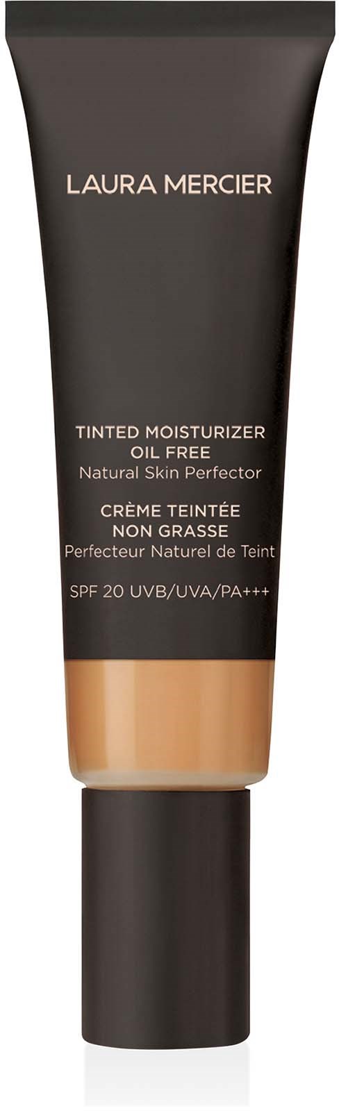 En tub med Laura Mercier tonad dagkräm med SPF 20, olje-fri, för naturlig hud, i svart och beige förpackning.
