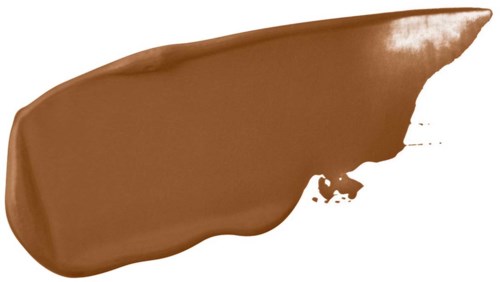 Et strøk av brun sminke eller krem med en lett buet form og glatt tekstur.