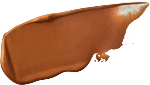 Das Bild zeigt einen Klecks brauner Make-up oder Farbe mit einigen Flecken und leichtem Glanz.