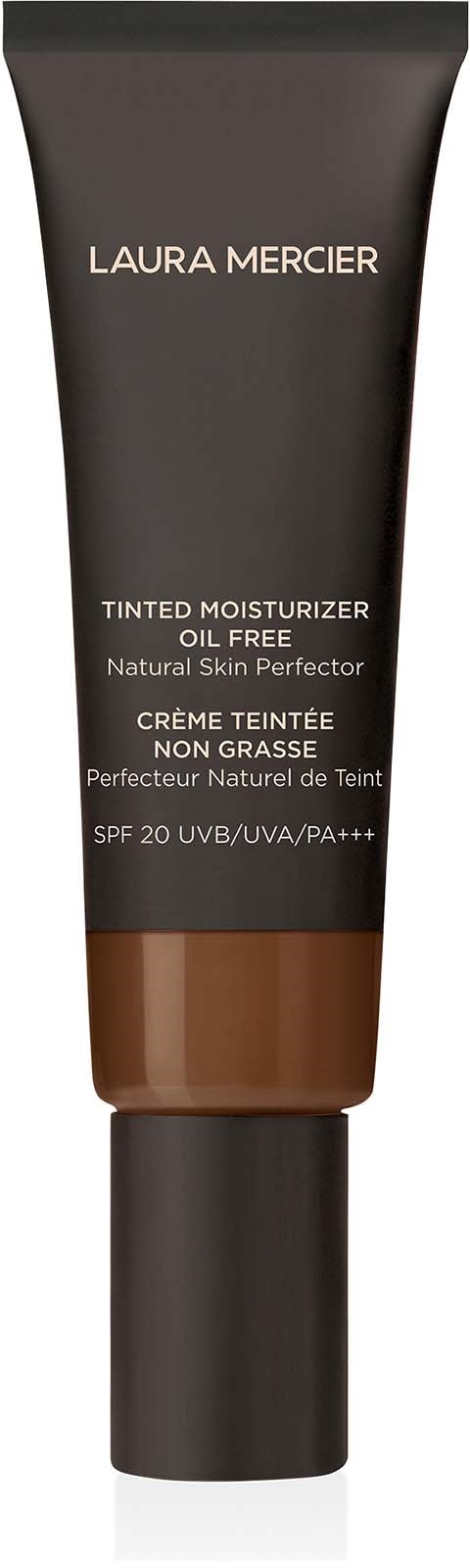 Eine braune und schwarze Tube Laura Mercier getönte Feuchtigkeitscreme mit SPF, öl-frei, für glatte, natürliche Haut.