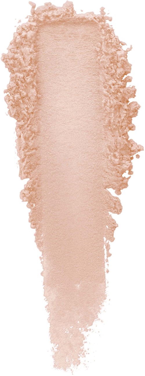 A beige powder spreads from a point, forming a wide cloud around a central vertical streak.