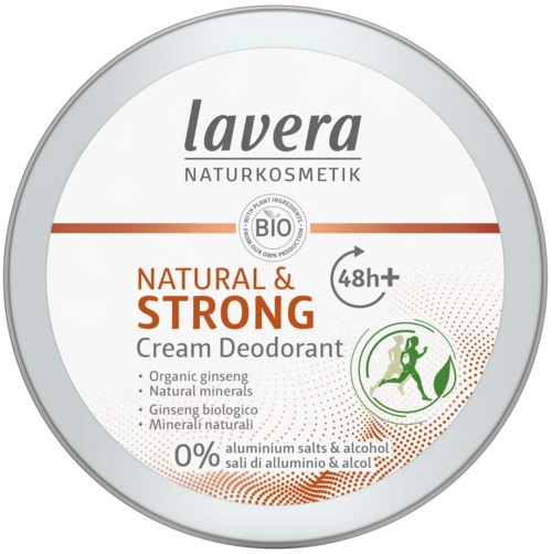 Lavera luonnollinen deodorantti ginsengillä, luonnon mineraaleilla, suojaa yli 48 tuntia, ei alumiinisalpoja tai alkoholia.