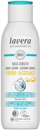 Lavera vartalosuihoaine aloe veralla ja koentsyymi Q10:llä, herkälle iholle, vegaani ja ilmastoneutraali.