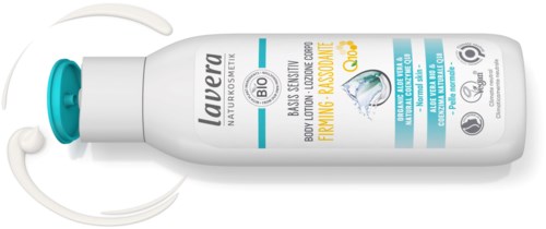 Valkoinen pullo, jossa on sinisiä ja mustia tekstejä, La Roche-Posay -merkki, kosteuttaa ihoa, sisältää suojaa auringolta ja on ympäristöystävällinen.