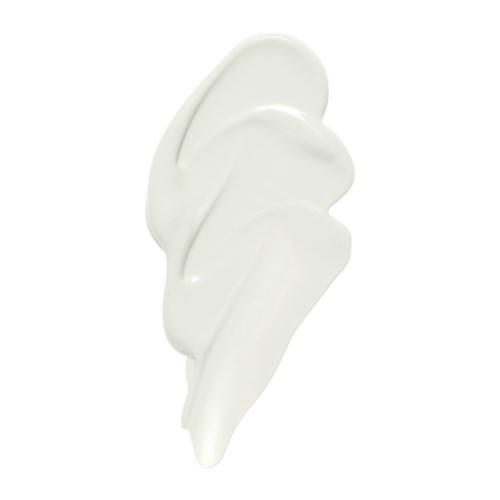 Ein Wirbel aus weißer Creme oder Lotion mit glatten, einfachen Kurven auf weißem Hintergrund.