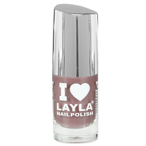 En flaska rosa nagellack med silverlock och etikett som säger "I love Layla nail polish".