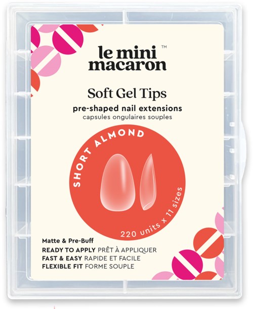 Le Mini Macaron Le Gel Soft Gel Tips Short Almond, Matte & Pre Buff Effect Small