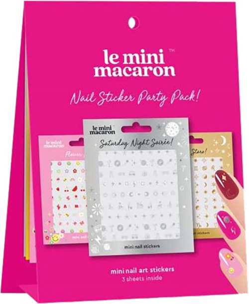Pinkes Verpackung mit Nagelstickern und Nagelkunst-Illustrationen, enthält drei Bögen mit kleinen Stickern.