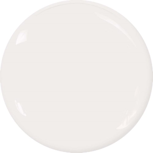 A plain white round plate with a smooth surface and no food on it.