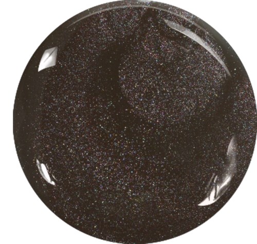A round dark object with many small sparkles resembling stars, shiny reflections, and a smooth surface.