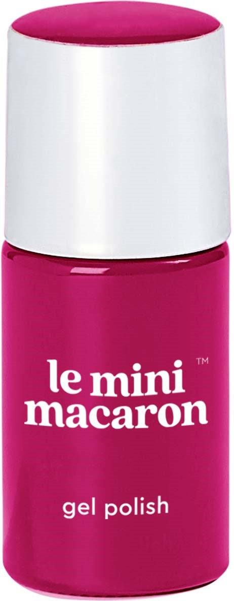 Pink bottle of Le Mini Macaron gel nail polish with white cap.