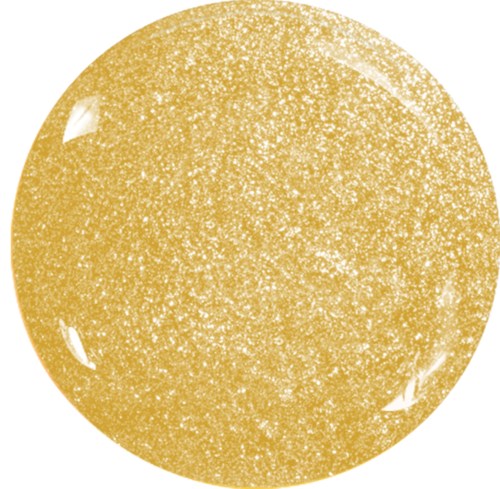 A large golden sphere with sparkles, shiny and textured surface. It looks bright and decorative.
