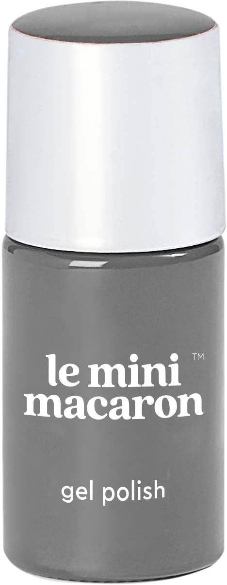 A small gray bottle labeled 'le mini macaron' contains gel polish.