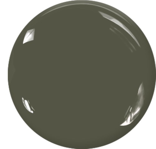 A round, shiny dark gray or black metal ball with reflections and highlights.
