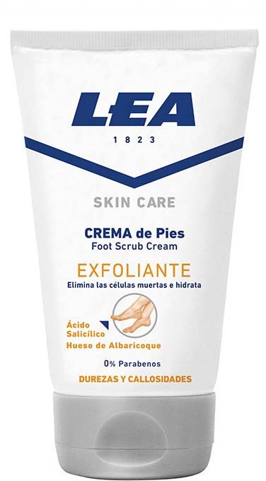 Fuß-Pflegecreme von LEA mit exfolierenden Inhaltsstoffen, entfernt abgestorbene Hautzellen, spendet Feuchtigkeit, ohne Parabene.