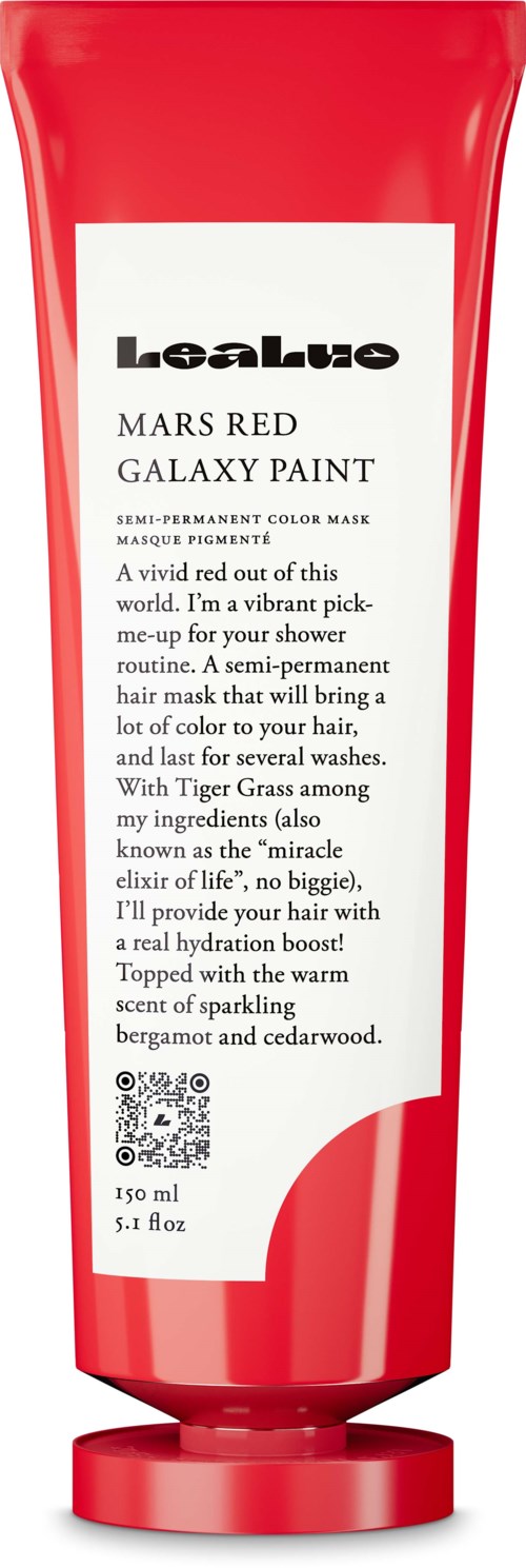 A red tube of semi-permanent hair color called Lealuxe Mars Red Galaxy Paint for vibrant hair with a pleasant scent.