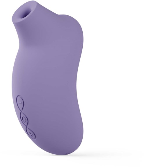 A purple, curved device with three buttons, likely a massager or personal care item.