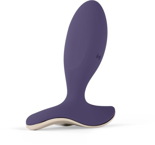A purple curved object with a white base, likely a personal massager or adult toy.