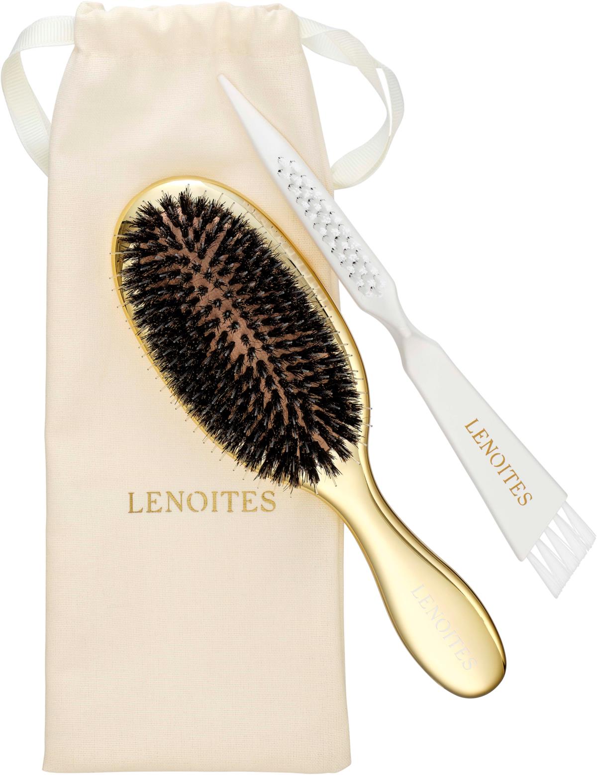 Hair Brush Wild Boar with pouch and cleaner tool, Gold – LENOITES