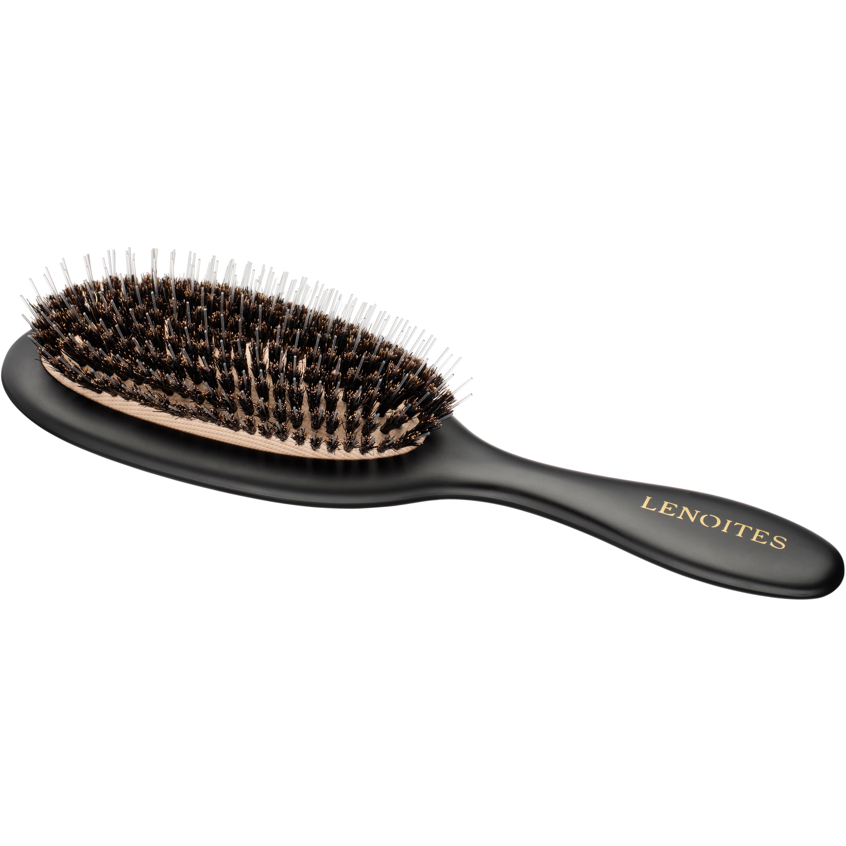 Lenoites Hair Brush Wild Boar with pouch and cleaner tool Black billede
