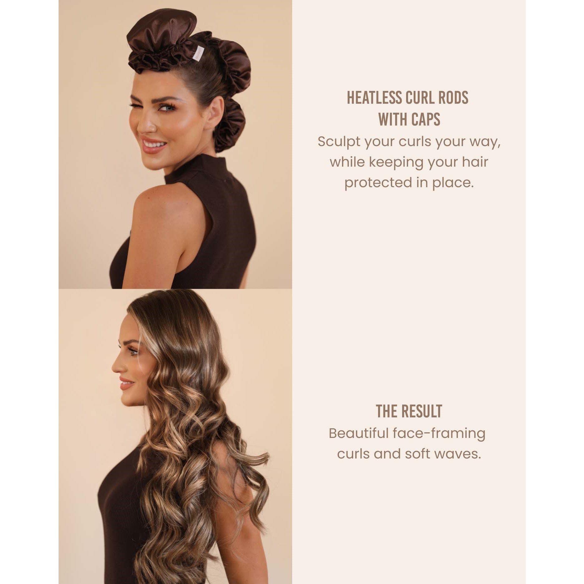 Lenoites Heatless Curling Rods with Caps 3-Pack Set Brown (obrázok 4)