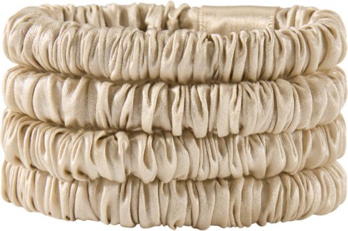 Lenoites Mulberry Silk Skinny Scrunchies Beige