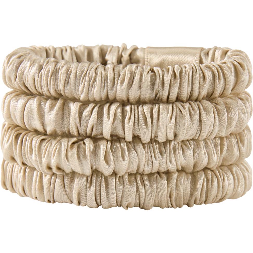 Lenoites Mulberry Silk Skinny Scrunchies Beige