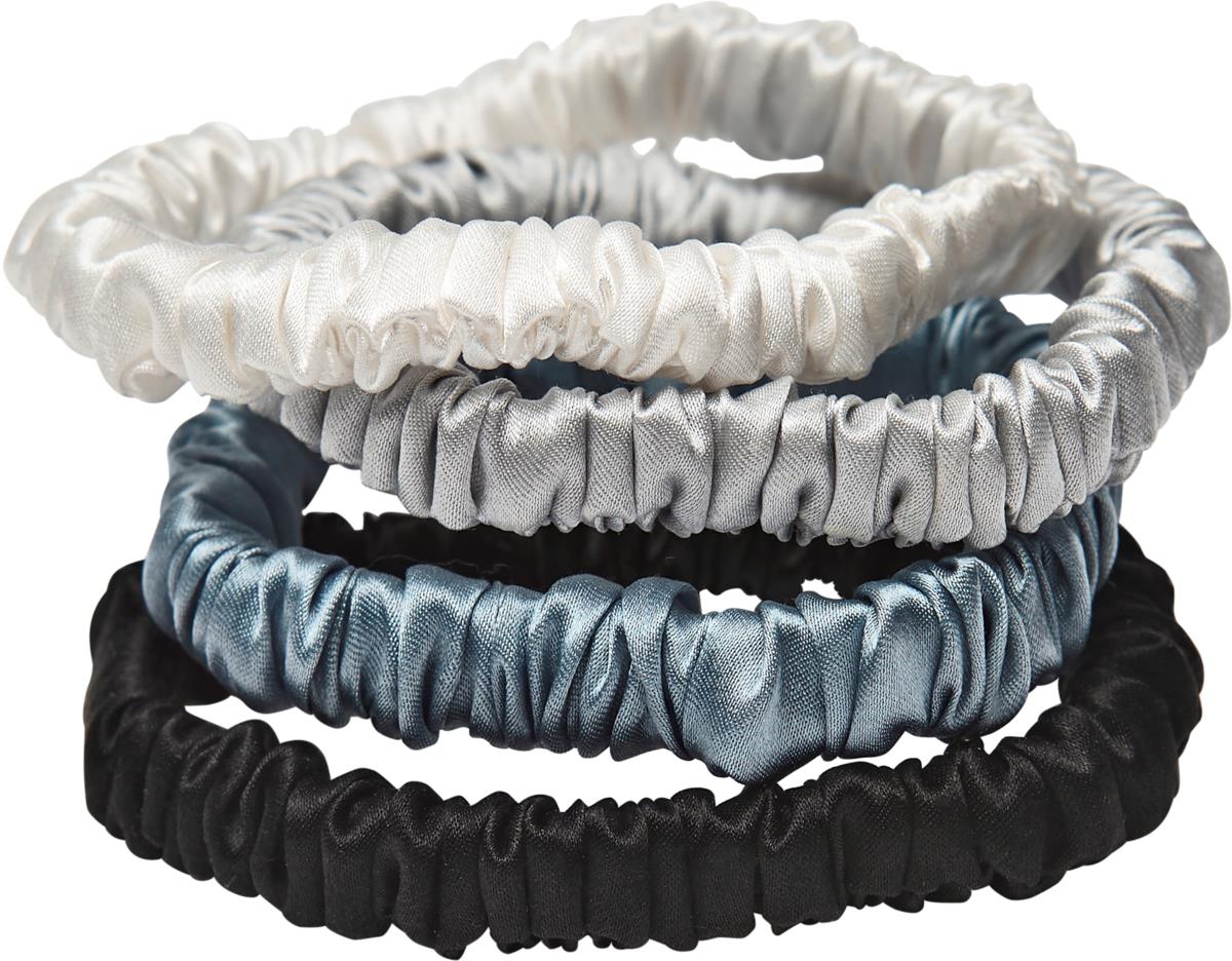 Lenoites Mulberry Silk Skinny Scrunchies Light Grey