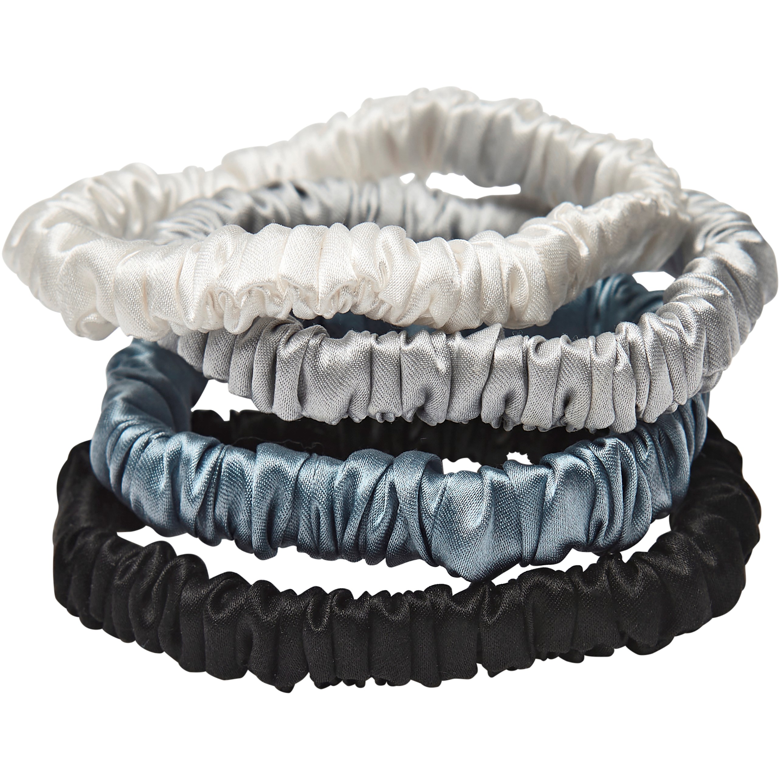 Lenoites Mulberry Silk Skinny Scrunchies Light Grey, Blue billede