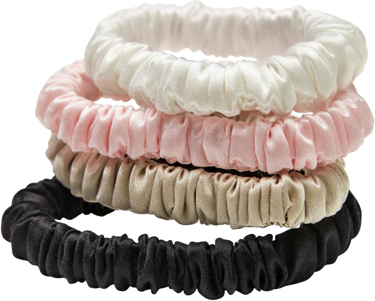 Lenoites Mulberry Silk Skinny Scrunchies Pink