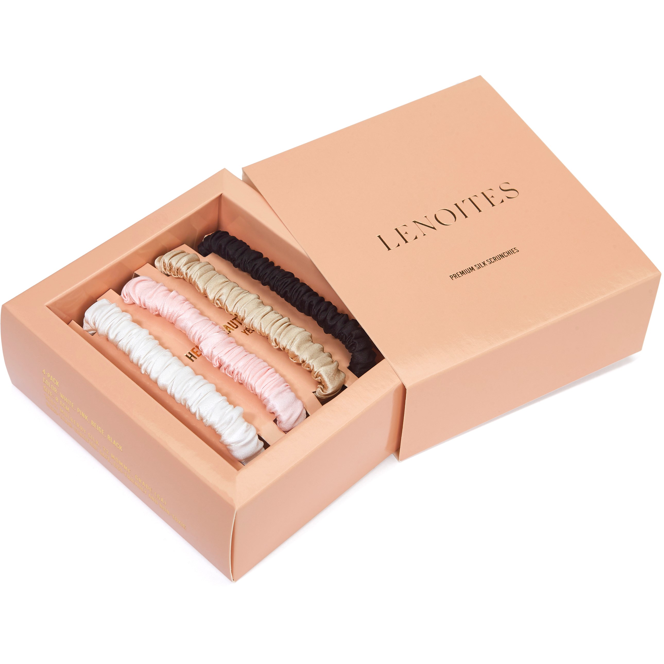 Alternativ bild 1 för Lenoites Mulberry Silk Skinny Scrunchies white, pink, beige, black